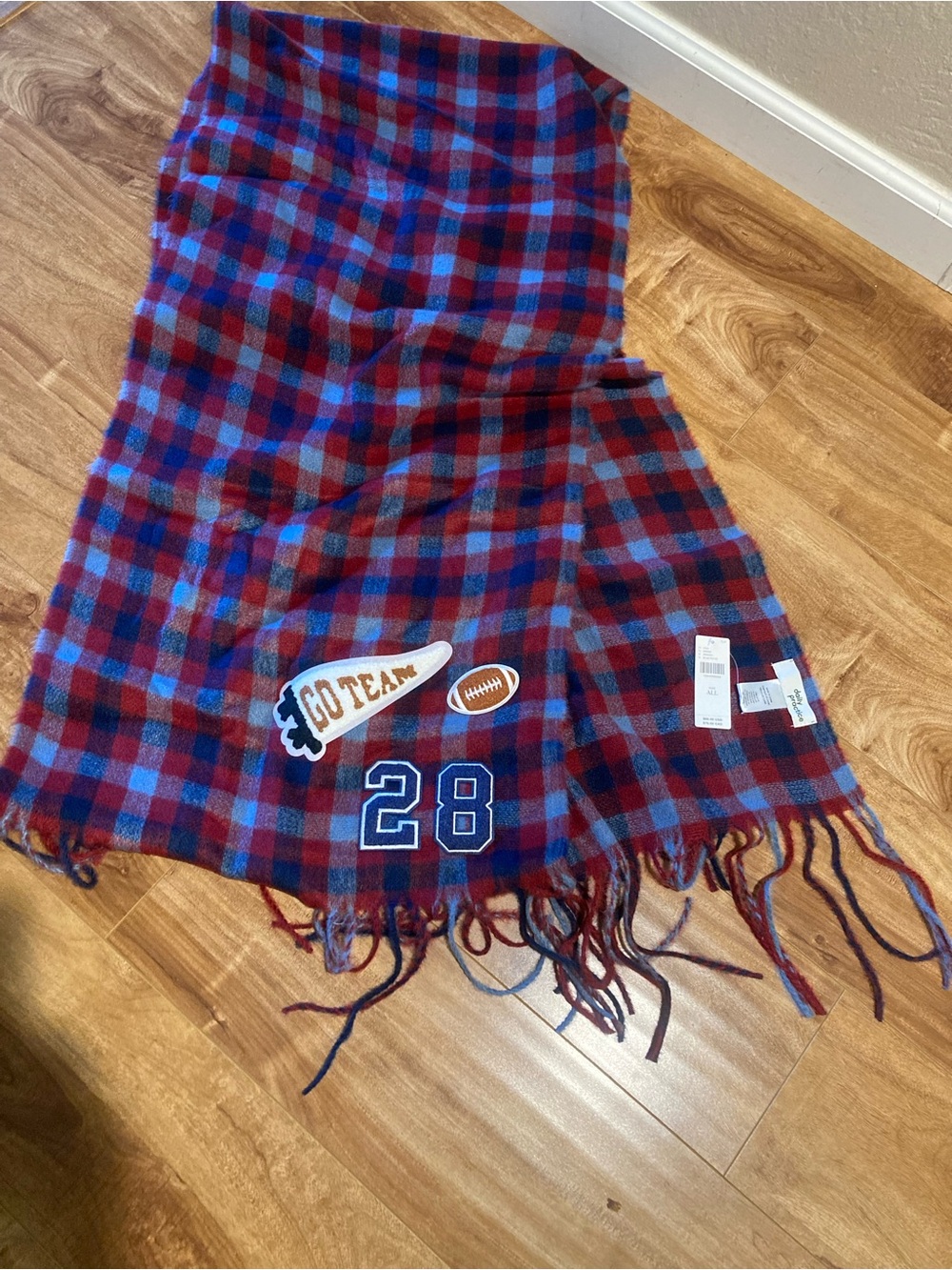 NWT Gorgeous Anthropologie Brand Plaid Scarf in Red & Blue